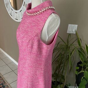 Sale! NWOT Lilly Pulitzer 10 Dress Pink Shimmer Pearl Collar Sleeveless Tweed